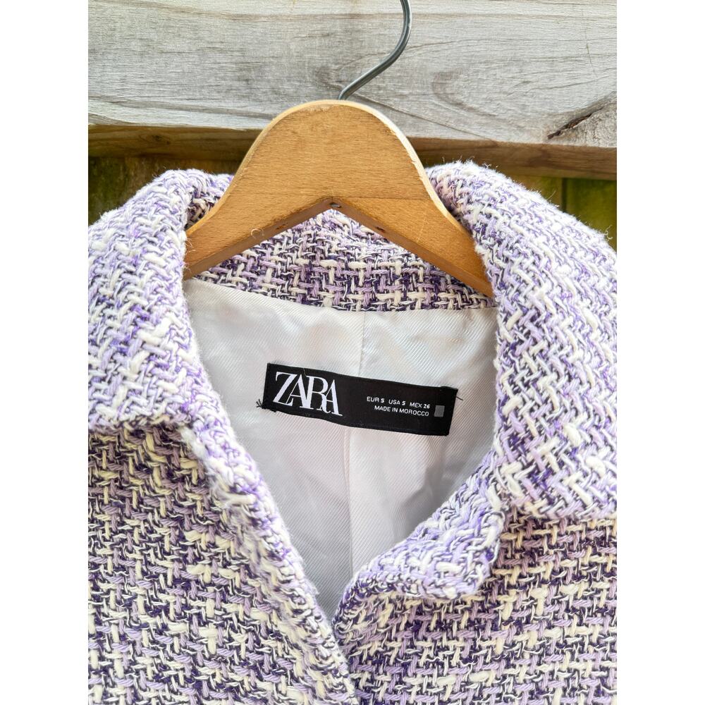 Zara Lilac Bouclé Tweed Skirt Set | Cropped Jacket - Picture 3 of 12